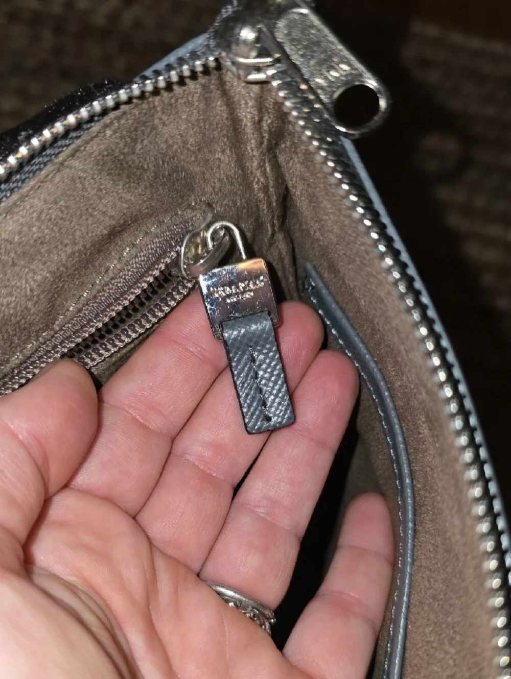 Serapian Gray Leather Messenger Bag